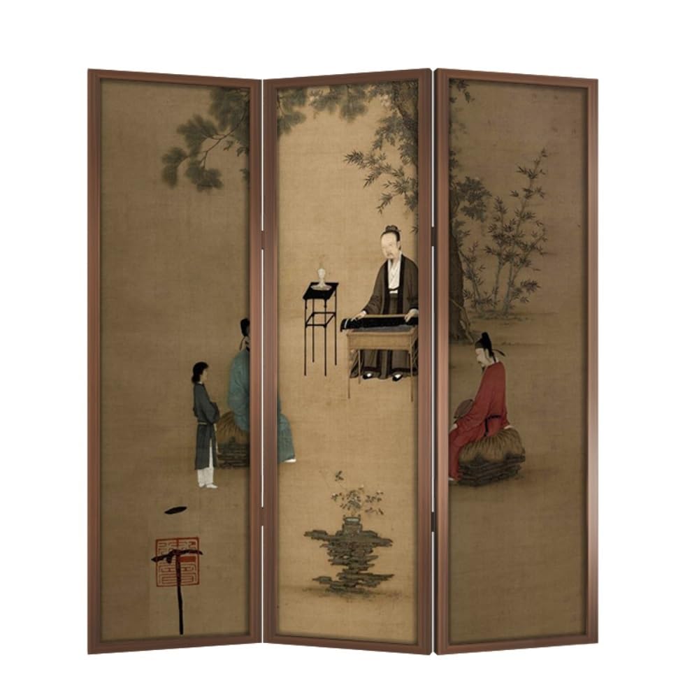 Privacy Screen Floor Screen Retro Chinese Style Entrance Partition Folding Mobile Tea Room Office Decoration Room Divider