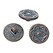 PEPPERLONELY Brand 10PC Metal Shank Button Round Antique Copper Spray Painted Blue Single Hole Flower Pattern 15.0mm(5/8)