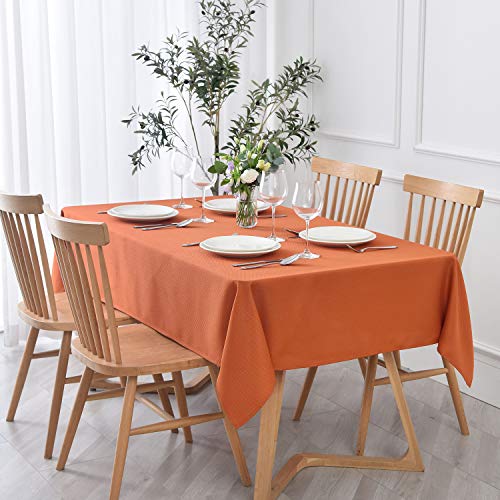 Image of maxmill Textured Rectangle Tablecloth Water Resistant Wrinkle Free Spill-Proof, Soft Jacquard Table Cloth for Buffet Banquet Parties Event Holiday Dinner, Indoor and Outdoor Use, 60 x 84 Inch Rust