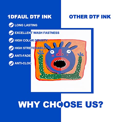 1Dfaul Dtf Transfer Ink, Dtf Ink Refill For Inkjet Printers Heat Transfer Film Printing, Kcmy & White 6Pcs Sets (250Ml) #TOP3