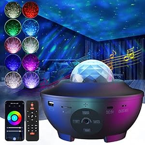 Galaxy Projector – UOUNE Star Projector with Remote & APP Control Color Changing,Music Bluetooth Speaker,Timer,Ocean…