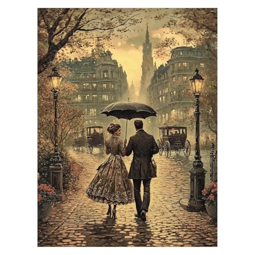 DIY カップル 数字油絵 夜景 数字塗り絵画 手芸キット 70 x 50 CM 絵画 インテリア 手作りキット ビッグサイズ 複数サイズ 子供 初心者 ペイントバイナンバー 画材 Painting by Numbers 適用対象そして自宅 壁飾り お歳暮