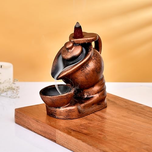 Image of CRAFTAM PolyresinFountain Smoke Backflow Incense Holder with10 Incense Cone Decorative Showpiece