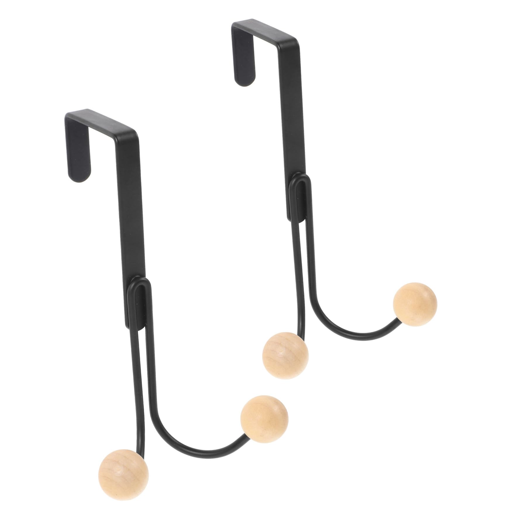 PRETYZOOM Gancho De Puerta Gancho Para Toallas Sobre La Puerta Encima Perchas Abrigos Afuera Ganchos De Puerta Estante Colgante Manos Prenda De Madera Negro 2 Piezas X 4