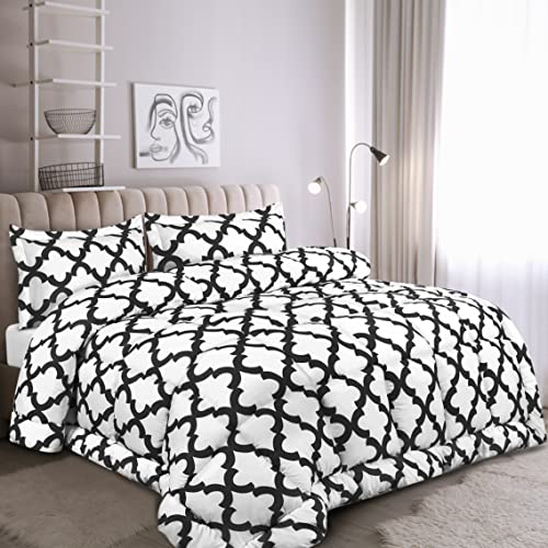 Utopia Bedding - Comforter Bedding Set With 2 Pillow Shams - 3 Pieces Bedding Comforter Sets - Down Alternative Comforter - Soft And Comfortable - Machine Washable, White Black, Queen #TOP6