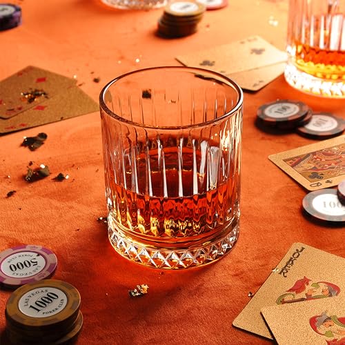 Inmute CARO-001 Whiskey Glasses, 12.5 Oz Large Capacity Old Fashioned Glasses Set Of 4, Triangular Stripe thumb #5