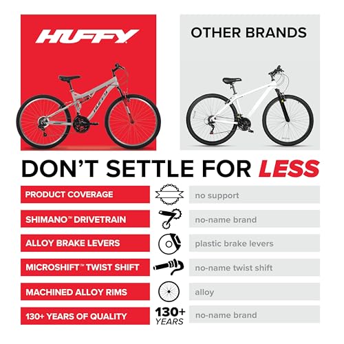 Image of Huffy Stone Mountain Bike for Men and Women, 20 inch /24 inch /26 inch, 6-Speed (20 inch) or 21-Speed, Front or Dual Suspension (Varies), Multiple Colors, Adjustable Saddle, Shimano Equipped, All-Terrain Tires