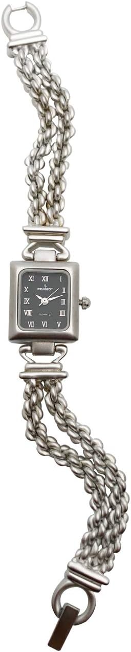 Peugeot Women Matt Rectangular Watch with Silver Rope Chain Cink Bracelet - Image 2