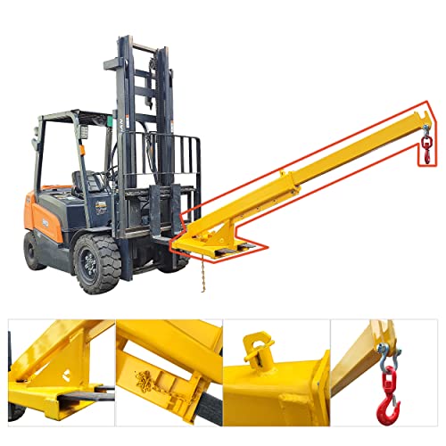 INTSUPERMAI Forklift Mobile Crane Adjustable Forklift Crane Attachment with Truss Hoist Jib Boom Hook for Extension Attachment Equipment 2 Ton / 4400 LB