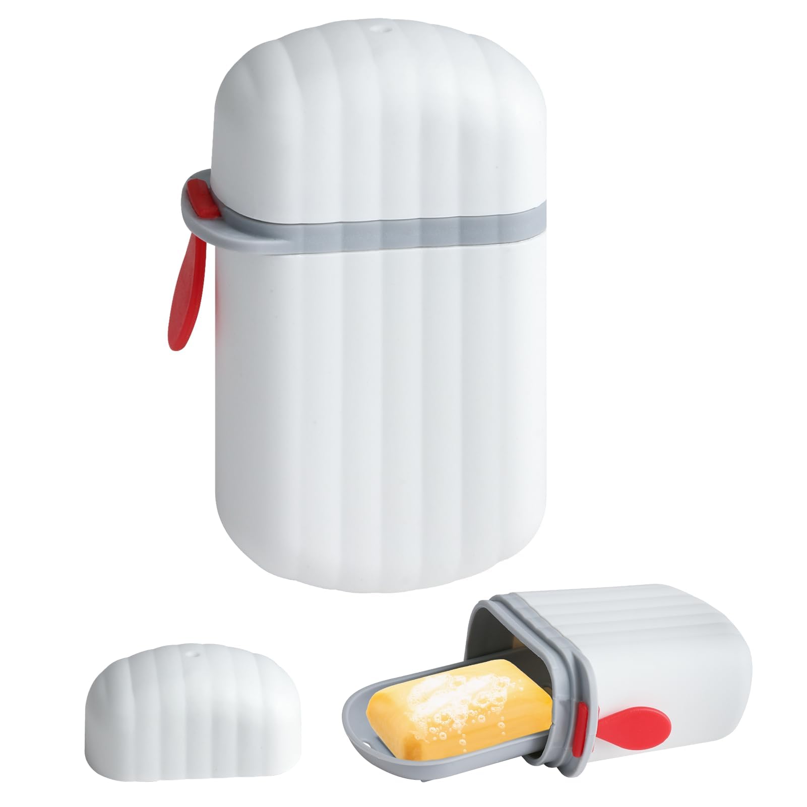 GmentsTravel Soap Case Soap Box with Lid Soap Holder Portable Dish Container Portable Waterproof and Leakproof with Draining Layer for Bathroom Shower Travel School Gym Camp White