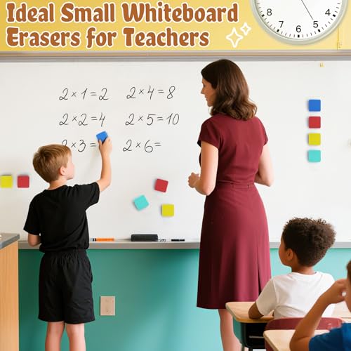 Image of 24Pcs Strong Magnetic Dry Erase Eraser, Classroom Must Haves, Square | 4 Color Mini Whiteboard Eraser, Classroom Essentials for Kindergarten, Prek, Elementary, Office
