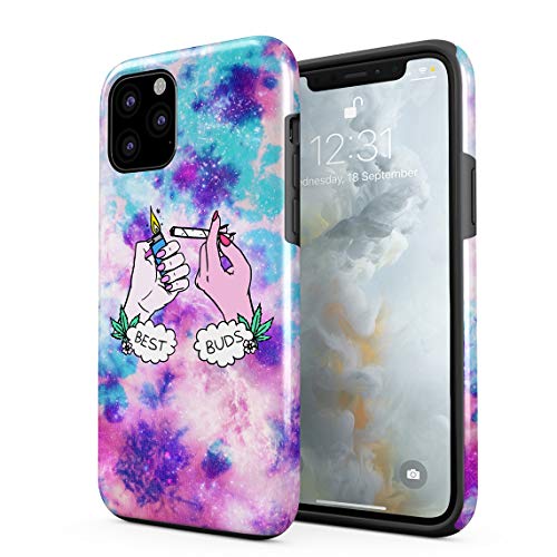Cover Universe Funda para iPhone 11 Pro Best Buds Lighting Blunt Trippy Acid Space, Resistente a los Golpes, Carcasa Dura de PC de 2 Capas + Funda Protectora de Diseño Híbrido de TPU