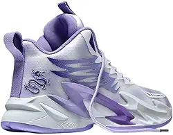 Bolognifi Tênis de basquete de cano alto masculino, calçados esportivos de treinamento, solas de borracha de malha, tênis de basquete antiderrapante, tênis de corrida ao ar livre(Purple,39 BR)