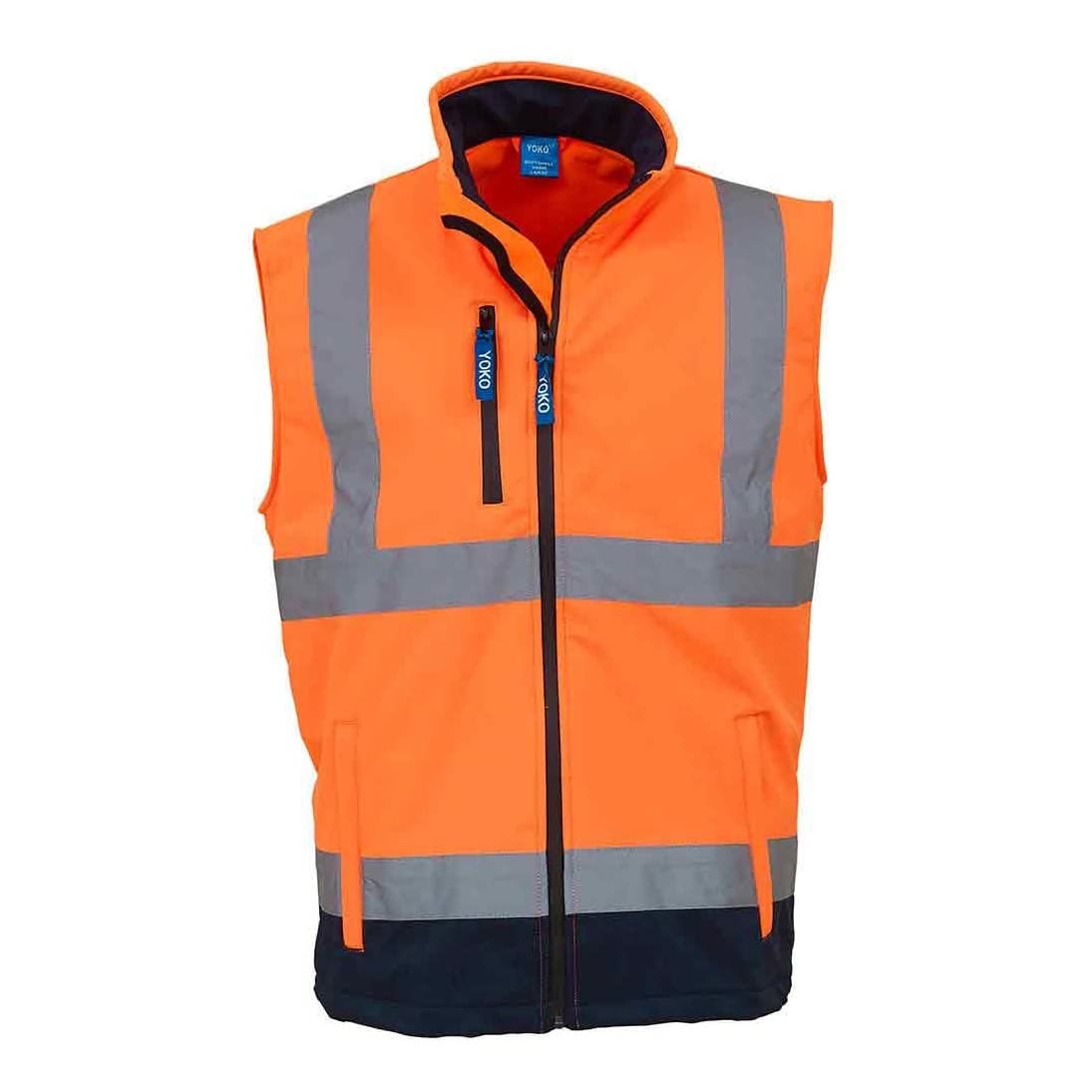 Yoko Hi Vis Softshell Bodywarmer Colour=Hi Vis Orange/Navy Size=3XL