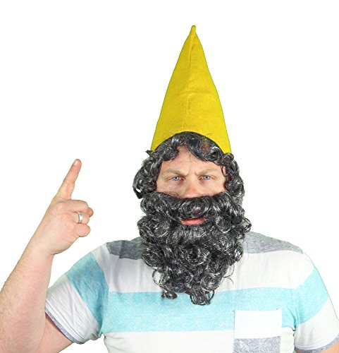 Foxxeo 10048 Yellow | Gnome Hat with Beard Yellow