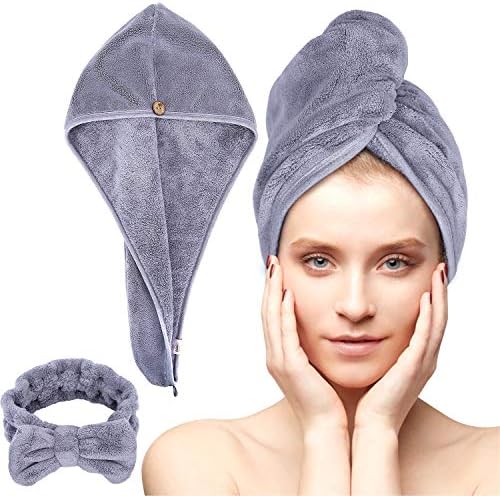 Feir Microfiber Hair Towel Wrap and Makeup Headband for Women with Gift Box,Quick Magic Hair Dry, Super Absorbent Quick Dry Hair Turban for Curly Long Hair Drying Towels