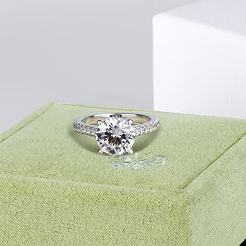 AINUOSHI Engagement Ring for Women, 2-3.5 Carats Round/Emerald/Oval/Square Cushion Cut Cubic Zirconia, 925 Sterling Silver, High Setting Women Wedding Rings, Jewelry Box Packed2
