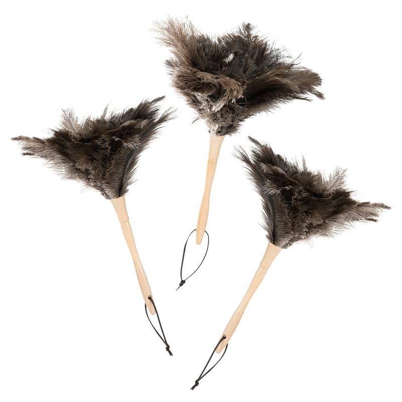 Image of Superio Ostrich Feather Duster Fluffy Dust Remover, with Wooden Handle Reusable for Cleaning Homes, Ceilings, and Furniture (3 Pack) (3 Pack)