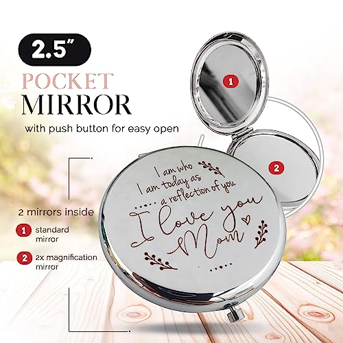 Espejo compacto redondo para maquillaje plateado miniatura 2