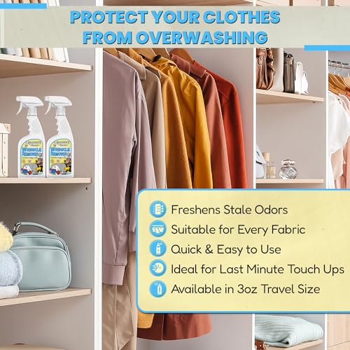 Image of Grandma's Secret Wrinkle Remover - Wrinkle Release Spray, Odor Eliminator, and Fabric Refresher Spray - Chlorine and Bleach Free - 16 oz & 3 oz Travel Size Combo