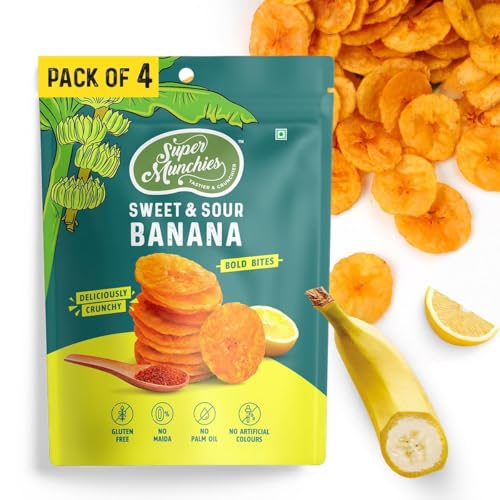 Image of Super Munchies Banana Chips Combo - Vegan, Gluten Free, No Added MSG, No Preservatives, Zero Trans Fat, No palm oil (Pack of 4)
