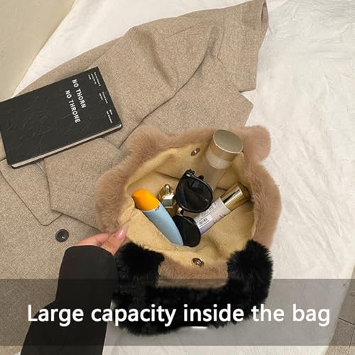 Women Fluffy Shoulder Bag Cute Cat Plush Bags Large Capacity Shopping Shoulder Bag, Autumn and Winter Underarm Bag3