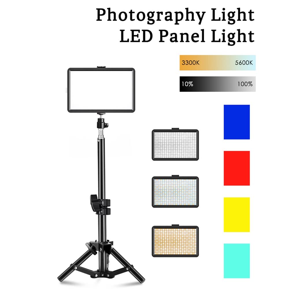 Pannello LED Dimmerabile Per Foto E Video Con Treppiede E 9 Filtri Colore - 66 Perline, CRI>90, 5600K - 3