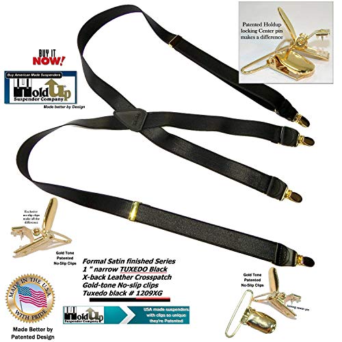 Image of Hold-Up Formal Series Men's X & Y-Back Suspenders with No-Slip Clips | Available in traditional X-back and Y-back styles for business, formal, and dress occasions.