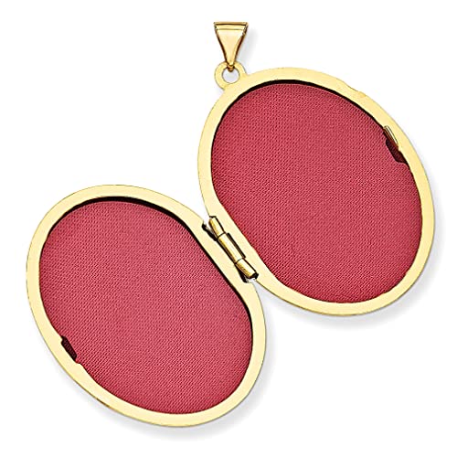 14k Yellow Gold 32mm Oval Flower Scrolls Personalized Photo Locket Necklace Charm Pendant Fine Jewelry For Women Gifts For Her - Image 3