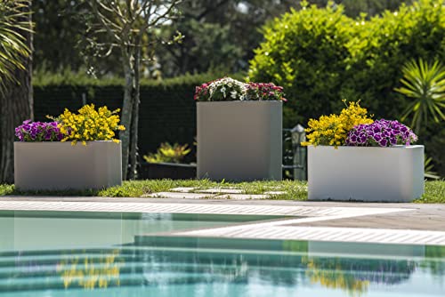 Kloris Hocher, rechteckiger moderner Blumentopf für Hecke und Zaun Modell Blog Farbe Graphit 70 x 30 cm Höhe 70 cm