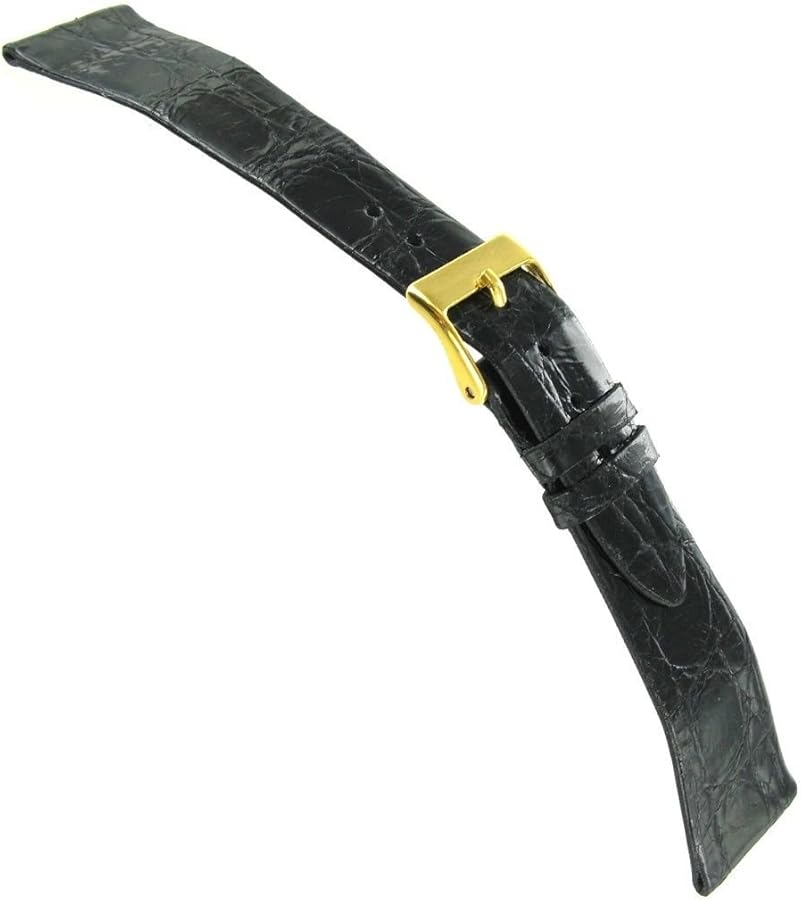 20mm Morellato Genuine Crocodile Black Tone Watch Strap Band Mens