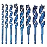 KIMLONTON 先三角木工用ドリルビット 8本組 刃先径8mm 10mm 12mm 14mm 16mm 18mm 20mm 22mm 全長155mm 高炭素鋼製 六角軸 木工ドリル 木材穴あけ用先端誘導オーガードリルビット 大工道具 DIY工具