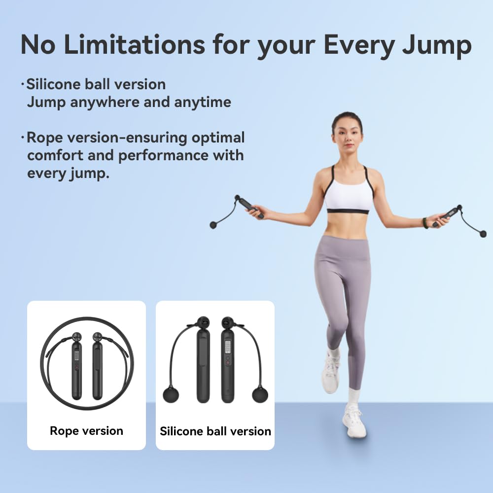 PROWERS Corde à Sauter Intelligente Sans Fil Avec Compteur Calories - App Bluetooth IOS/Android - Fitness Maison Crossfit Gym