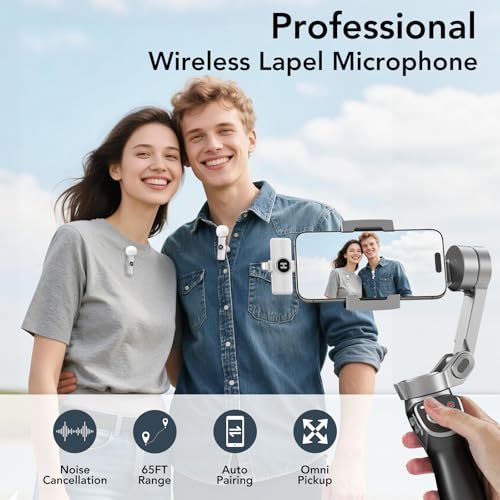 Image of HEHOTTC Mini Wireless Lavalier Microphone for iPhone, iPad, Android Phone - 2in1 Microfono Lapel Bluetooth Mic for Recording, Clip on Omni Lav Mic for Video Recording, Tiktok, YouTube, Vlog