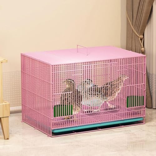 Gallineros for Aves de Corral domésticas, pequeño Parque Interior for Conejos, Jaula Plegable con Bandeja extraíble, Malla Alambre for Pollitos, patitos y Gatitos(Pink,40 * 30 * 30CM)