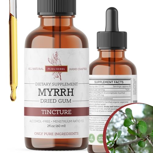 Pura Herba Organic Myrrh Liquid Extract - Alcohol-Free Tincture Drops | Non-GMO Vegan Gluten-Free Herbal Supplement | 2 Fl Oz | Made in USA