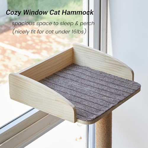 Perchero para ventana de gato con poste rascador alto miniatura 5