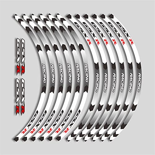 Liseré Réfléchissant Jante Suzuki GSXR 600 750 1000 - Kit Autocollant Blanc 12P