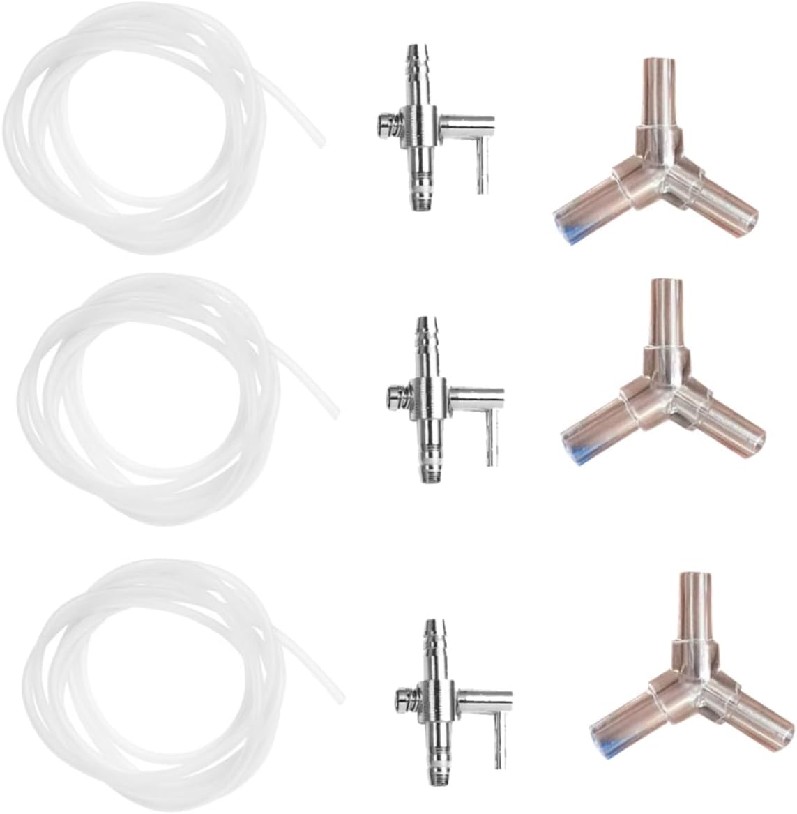 COLLBATH Complete Aquarium Oxygen Pump Accessory Set 9pcs Stainless Steel Distributor for Fish Tank Air Pump