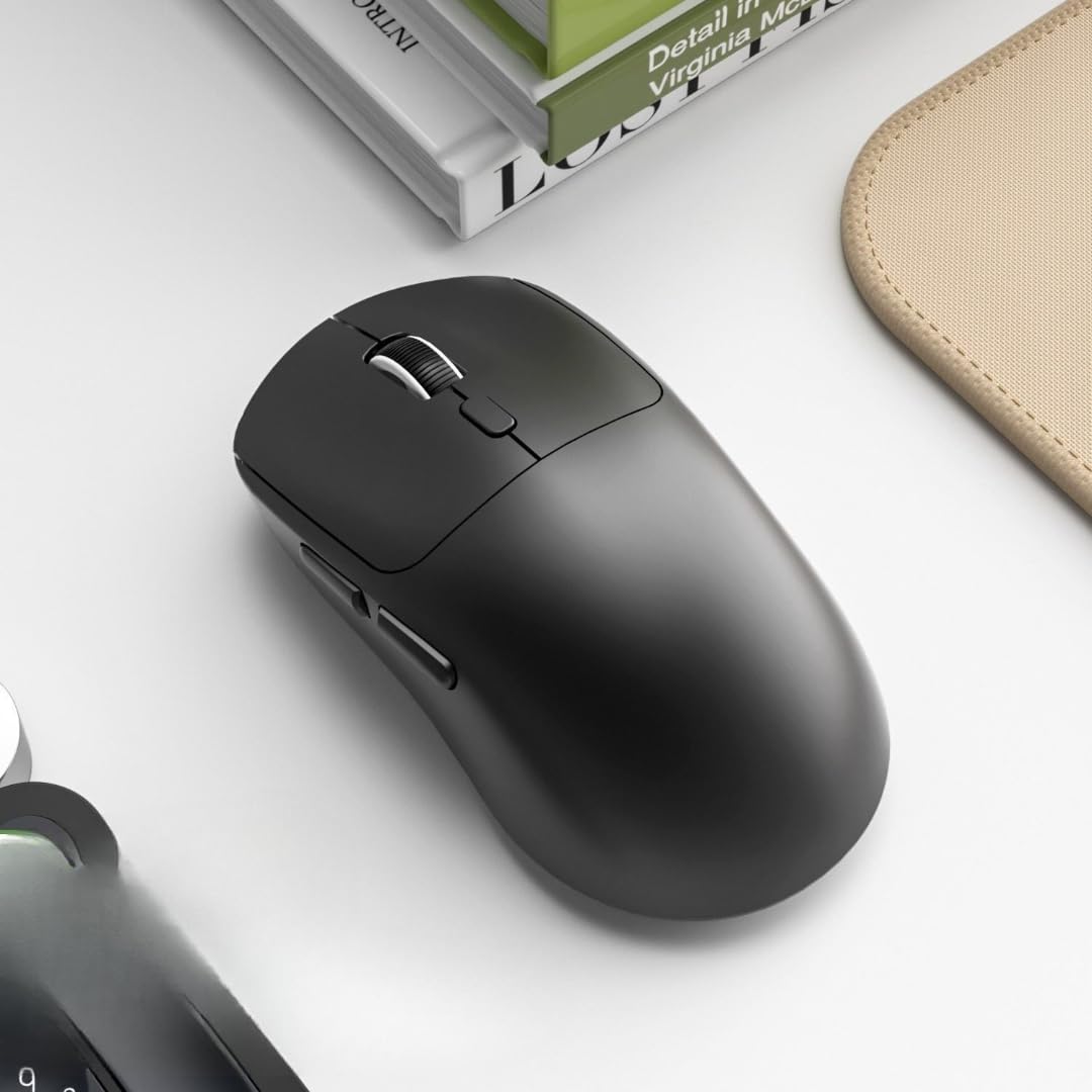 BKN Wireless and Bluetooth Rechargeable Mouse with 6 Buttons | 500mAh Battery, 3 Adjustable DPI 800 1200 1600, Dual Bluetooth 5.1 and 2.4GHz Wireless, LED Display for PC Laptop Mac (M-348 Pro)-image-2