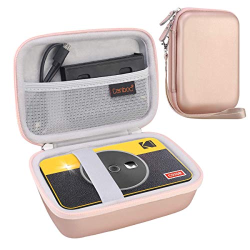 Canboc Hard Carrying Case for Kodak Mini 2 Retro/Mini Shot 2 Retro Portable Instant Photo Printer, Kodak Step Touch | 13MP Digital Camera & Instant Printer, Mesh Pocket fits Photo Paper, Rose Gold