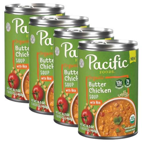 Pacific Foods Organic Butter Chicken Soup with Rice, 16.3 oz Can (Pack of 4)