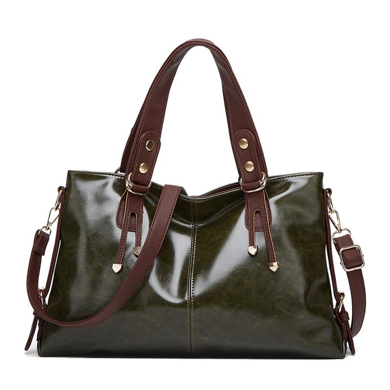 Grande Borsa Bauletto da Donna Hobo Borsa a spalla Borsa a mano con Tracolla in Pelle Sintetica Sacchetto Tote Borse Manici Donne Borsetta Borsa a tracolla Verde