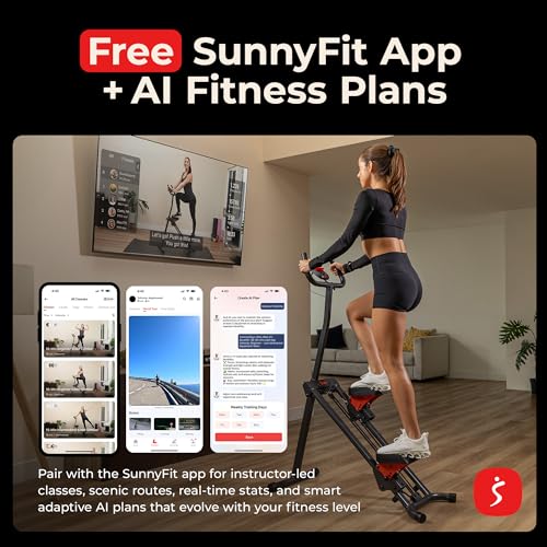 Image of Sunny Health & Fitness Stair Stepper & Climber Exercise Equipment for Home Workout, Compact Cardio Training Machine