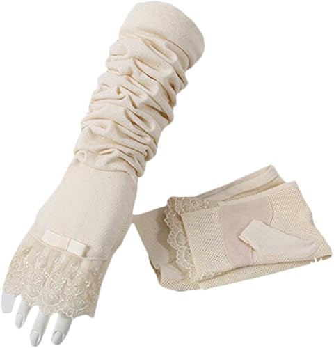 Algodón manga larga guantes brazo manga para mujer protección solar