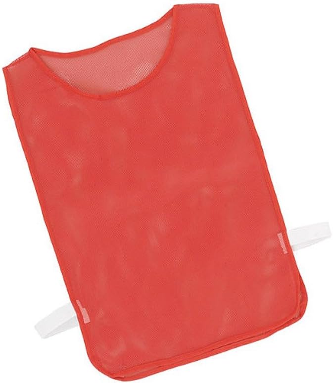 Champion Sports Deluxe Youth Mesh Pinnie, Red - 12 Pack