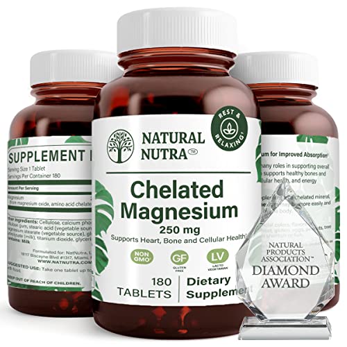 Natural-Nutra-Chelated-Magnesium-Oxide-250-mg-High-Absorption-for-Strong-Bones-Heart-Health-Energy-Boost-Gluten-Free-Non-GMO-180-Tablets-in-BPA-Free-Recyclable-Glass-Bottles