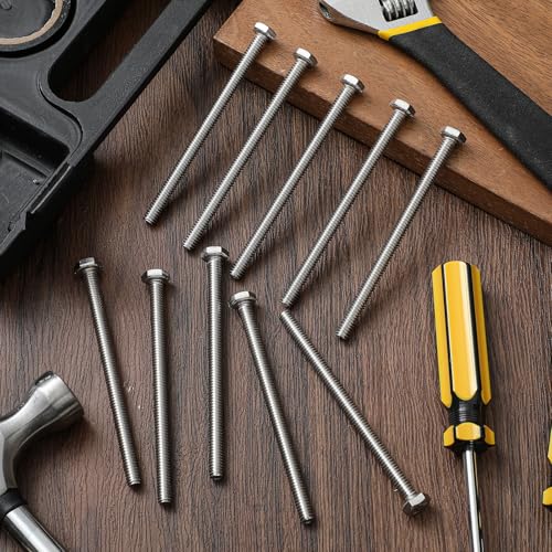 Image of Zonon 50 Pcs 1 /4-20 x 4 Hex Head Screw Bolt 18-8 (304) Stainless Steel Hexagon Bolts, Fully Threaded, Plain Finish, External Hex Drive (Silver)