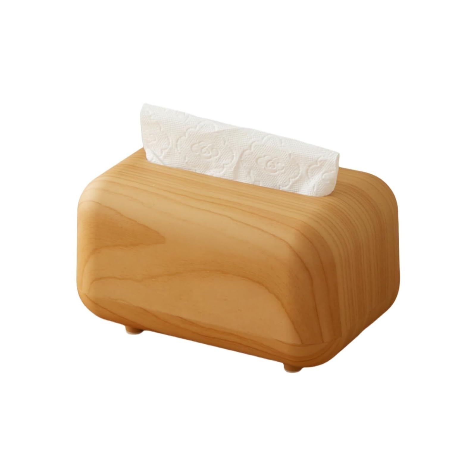 Tissue Dispenser Box Tissue Box Cover With Magnetic Spring Refined Imitation Wood Grain ABS Fabric Apartment Must Haves(Wood Color)