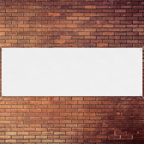Image of Zonon Large Blank Banners And Signs Polyester Oxford Cloth Sublimation Banner To Decorate With Hanging Rope For Indoor Wall Outdoor Easy to Hang DIY Signs For Business Office(White,4 x 10 Feet)